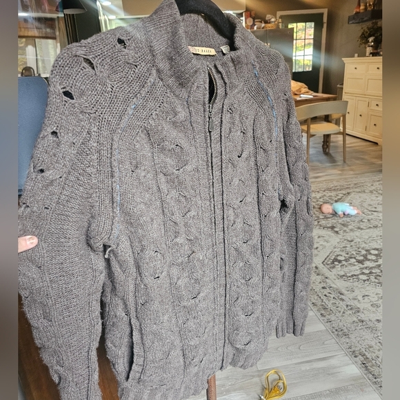 Ted Baker Cardigan Chunky Cable Knit Zip Up Sweater - Picture 6 of 9